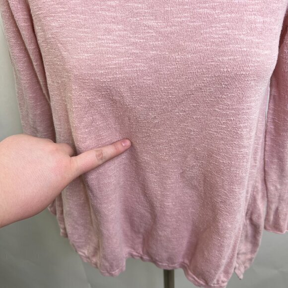 Eileen Fisher Sweater PP Petite Linen Cotton Pink Long Sleeve Crew Neck Solid - Picture 4 of 16